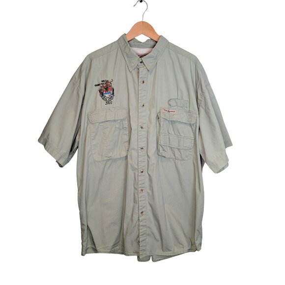 Hook & Tackle Mens 2XL Fishing Shirt Vented Cargo Pockets Light Green Outdoor - Picture 1 of 9